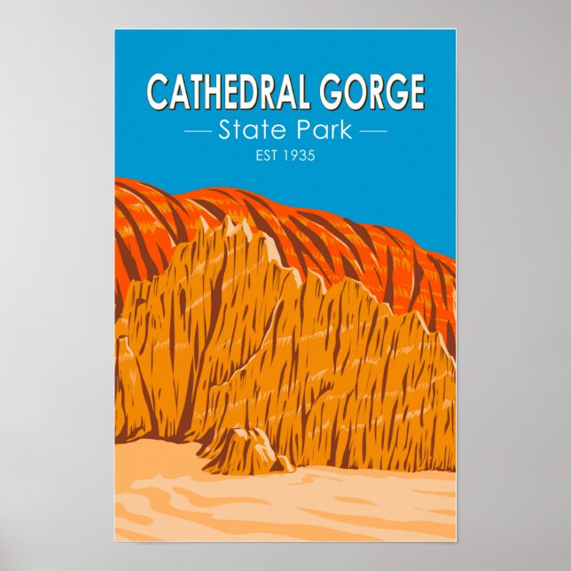 Poster Parque Estadual Cathedral Gorge Nevada Vintage (Frente)