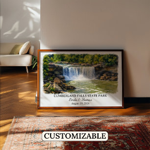 Poster Parque Estadual Cumberland Falls Kentucky, Aquarel