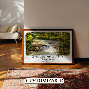 Poster Parque Estadual Cumberland Falls Kentucky, Aquarel