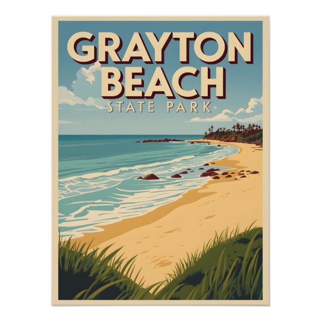 Póster Parque Estadual da Praia de Grayton - Flórida  (Frente)