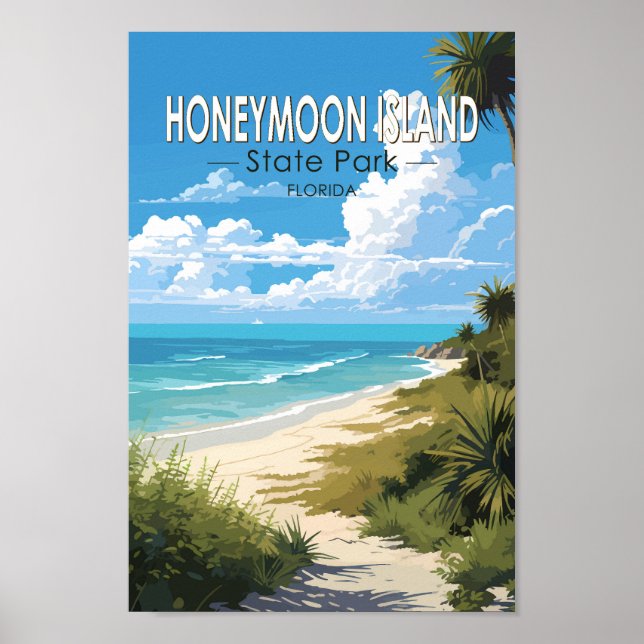 Poster Parque Estadual das Ilhas Honeymoon, Florida Viage (Frente)
