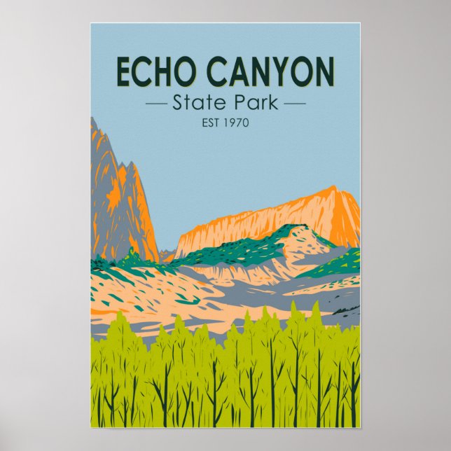 Poster Parque Estadual Echo Canyon Nevada Vintage (Frente)