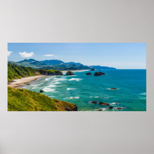 Póster Parque Estadual Ecola, Oregon. Panorama de Crescen