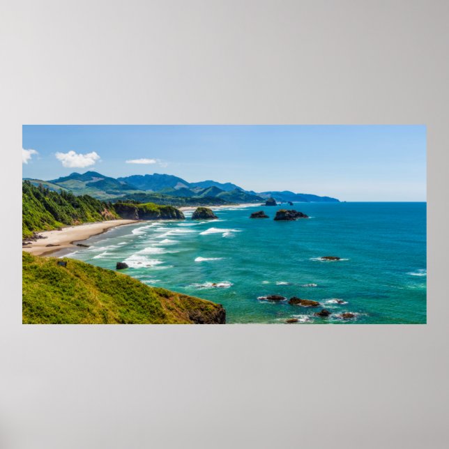 Póster Parque Estadual Ecola, Oregon. Panorama de Crescen (Frente)