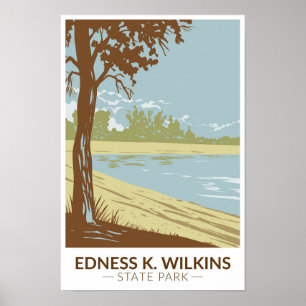 Poster Parque Estadual Edness K Wilkins Wyoming Vintage 