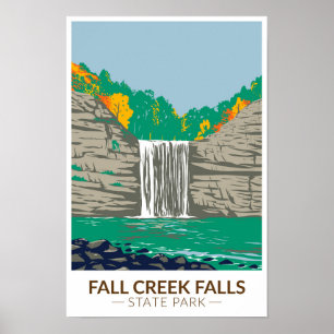 Poster Parque Estadual Fall Creek Falls Tennessee Vintage