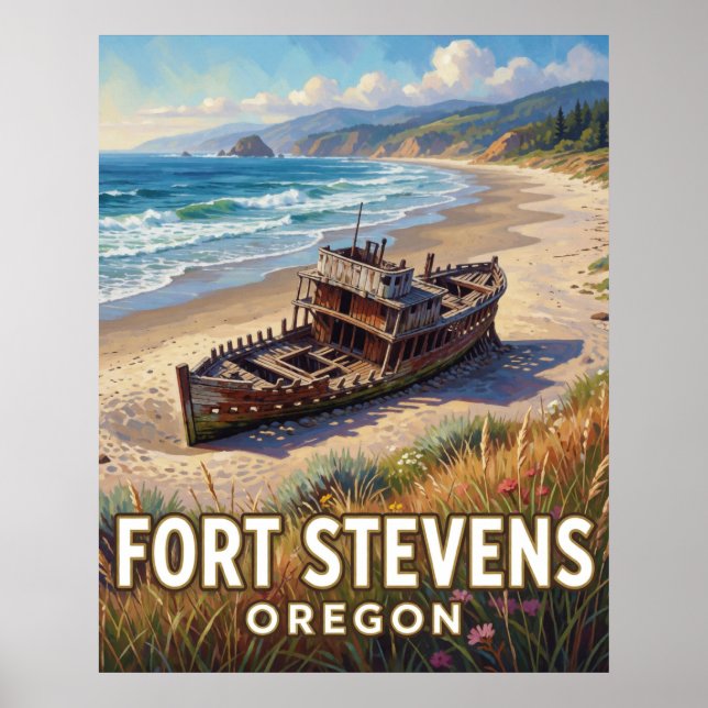 Poster Parque Estadual Fort Stevens — Oregon (Frente)