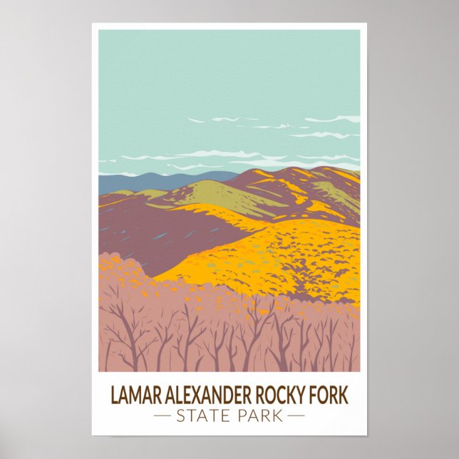 Poster Parque Estadual Lamar Alexander Rocky Fork Tenness (Frente)