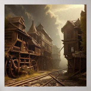 Poster Parque ferroviário antigo abandonado bonito