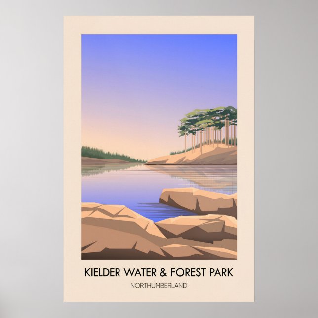 Poster Parque Florestal e Aquático de Kielder Northumberl (Frente)