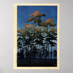 Poster Parque Hikawa em Omiya por Hasui