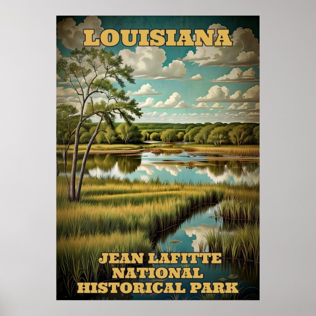 Poster Parque histórico nacional 3 da Louisiana Jean Lafi (Frente)