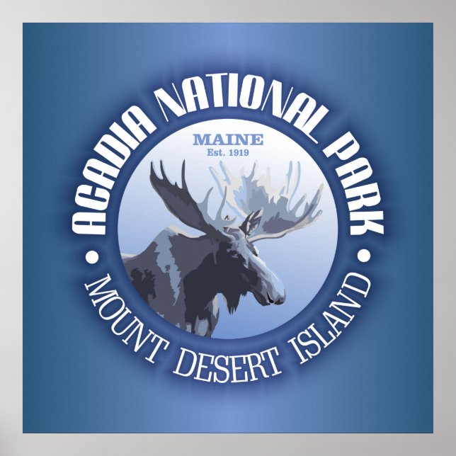 Póster Parque Nacional Acadia (alce) (Frente)