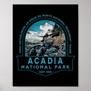 Poster Parque Nacional Acadia Maine EUA Férias Viagem Sou