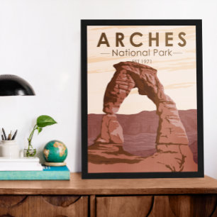 Poster Parque Nacional Arches Arco Delicado Vintage