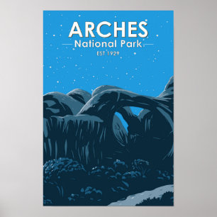 Poster Parque Nacional Arches Double Arch Céu Noturno Vin