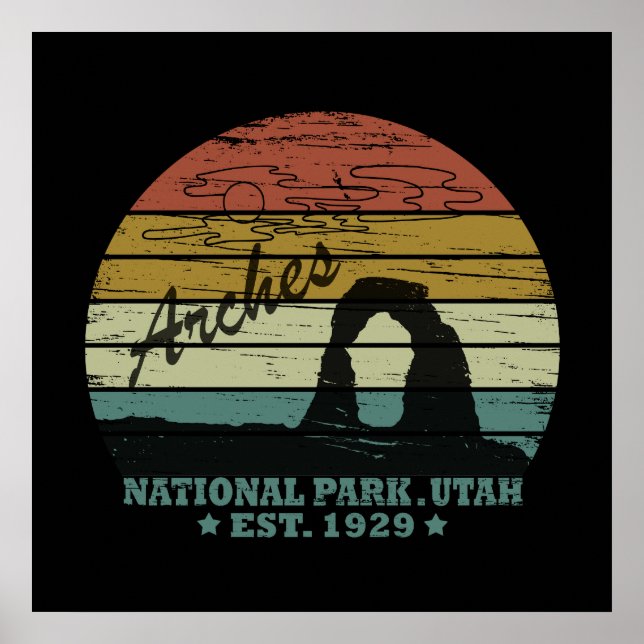Poster Parque Nacional Arches Utah Arco Delicado vintage  (Frente)