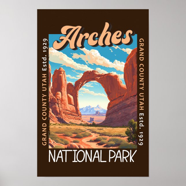 Poster Parque Nacional Arches Utah Desgastado (Frente)