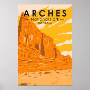 Poster Parque Nacional Arches Utah The Organ Vintage