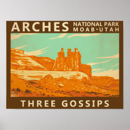 Poster Parque Nacional Arches Utah Três Fofocas Vintage 