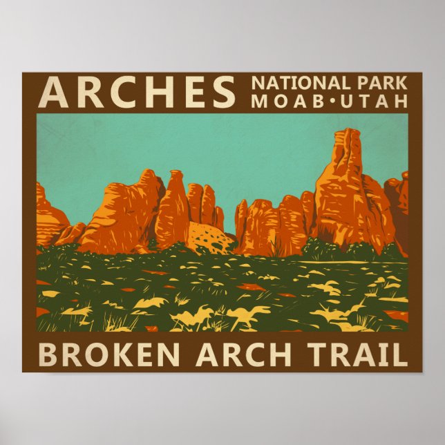 Poster Parque Nacional Arches Utah Trilha do Arco Quebrad (Frente)