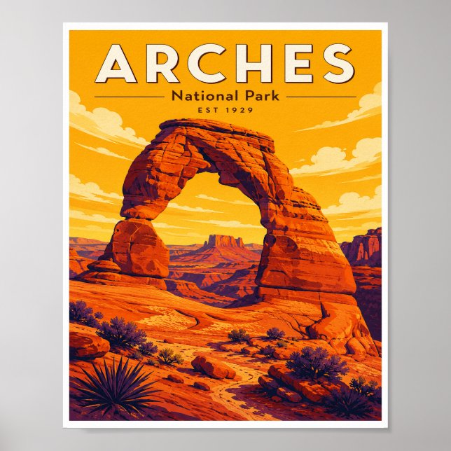 Poster Parque Nacional Arches Vintage Viagem (Frente)