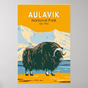 Poster Parque Nacional Aulavik Canadá Boi-Almiscarado Vin