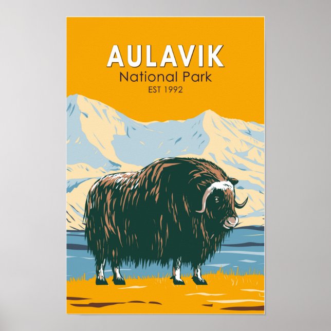 Poster Parque Nacional Aulavik Canadá Boi-Almiscarado Vin (Frente)
