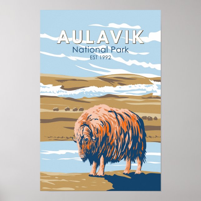 Poster Parque Nacional Aulavik Canadá Boi-Almiscarado Vin (Frente)