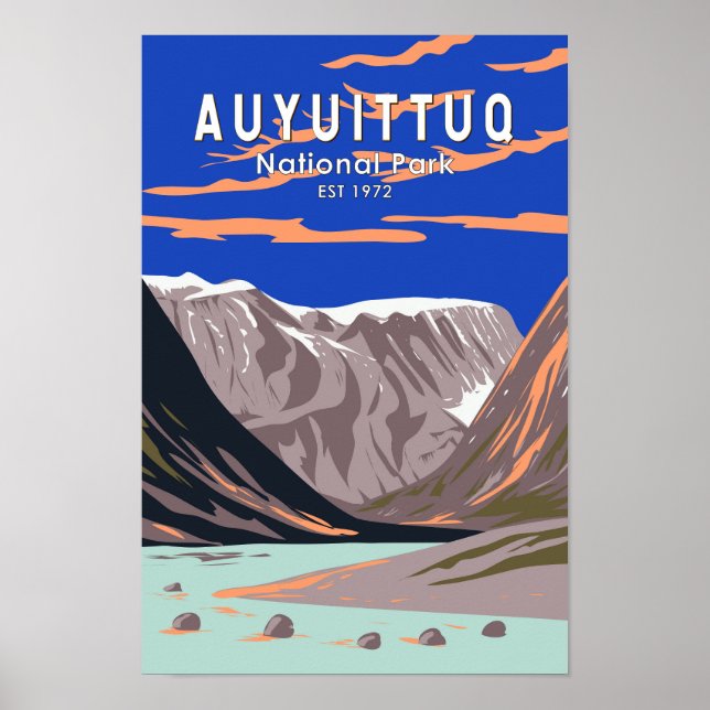 Poster Parque Nacional Auyuittuq Canadá Viagem Art Vintag (Frente)