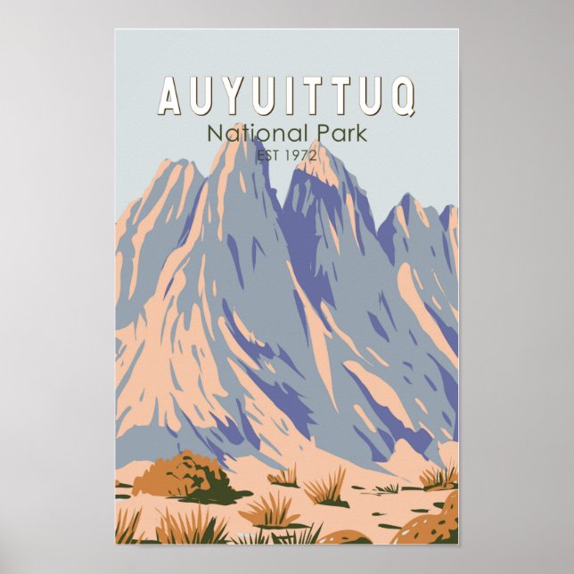 Poster Parque Nacional Auyuittuq Canada Viagem Vintage (Frente)