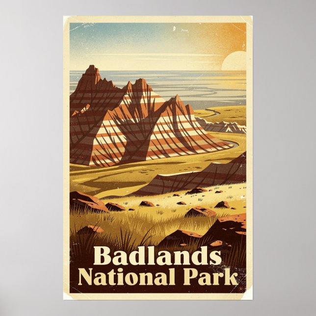 Poster Parque Nacional Badlands Retro (Frente)
