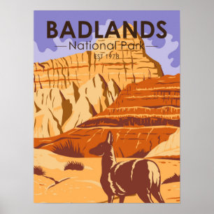 Poster Parque Nacional Badlands South Dakota Vintage