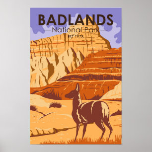 Poster Parque Nacional Badlands South Dakota Vintage