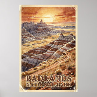 Poster Parque Nacional Badlands Viagem Vintage