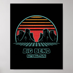 Poster Parque Nacional Big Bend Retro Hiking Vintage Anos