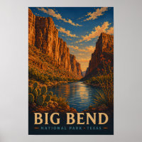 Parque Nacional Big Bend Texas Modern Xilogravura