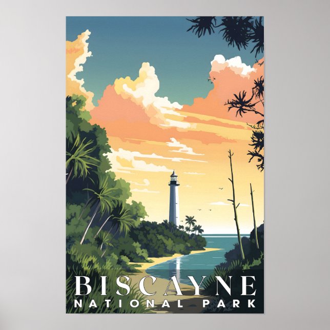 Poster Parque Nacional Biscayne Abstrato Nature Viagem Wa (Frente)