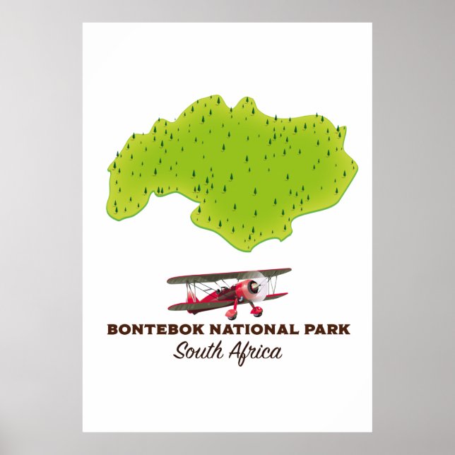 Poster Parque Nacional Bontebok mapa da África do Sul (Frente)