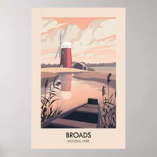 Poster Parque Nacional Broads Cartaz de Viagem Moderno