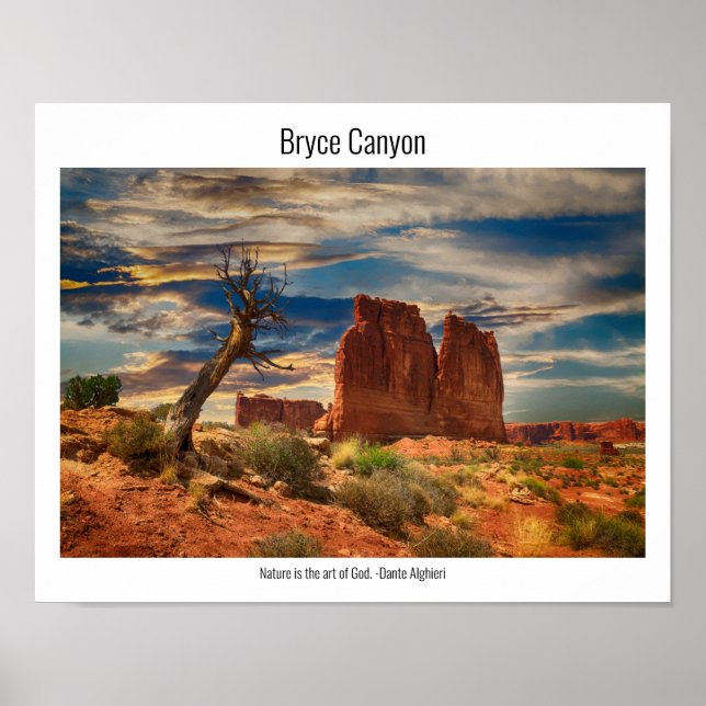 Poster Parque Nacional Bryce Canyon, Cena da Natureza e C (Frente)