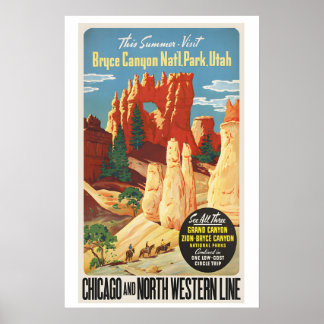 Poster Parque Nacional Bryce Canyon Utah Viagem Vintage