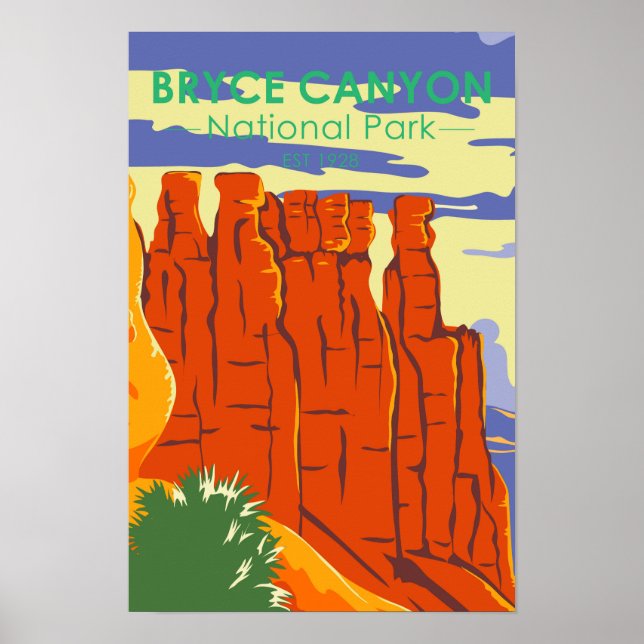 Poster Parque Nacional Bryce Canyon Utah Vintage (Frente)