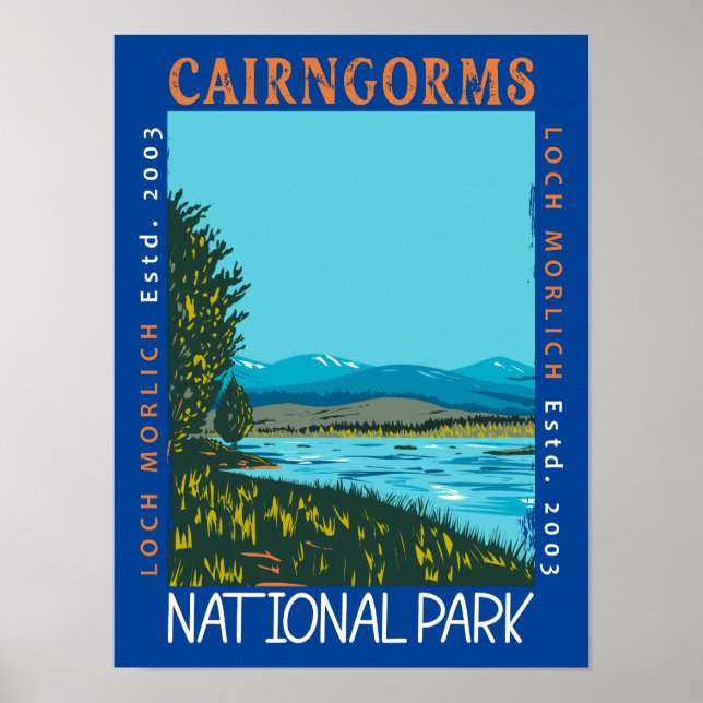 Poster Parque Nacional Cairngorms Escócia Angustiado (Frente)