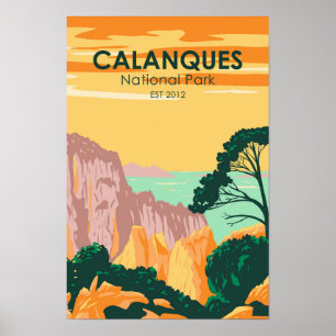 Poster Parque Nacional Calanques França Vintage