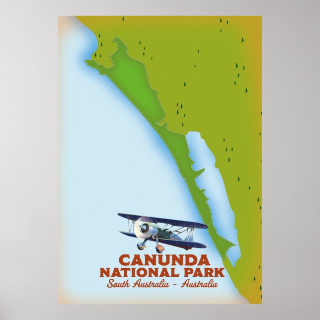Poster Parque nacional Canunda mapa da Austrália Meridion (Frente)