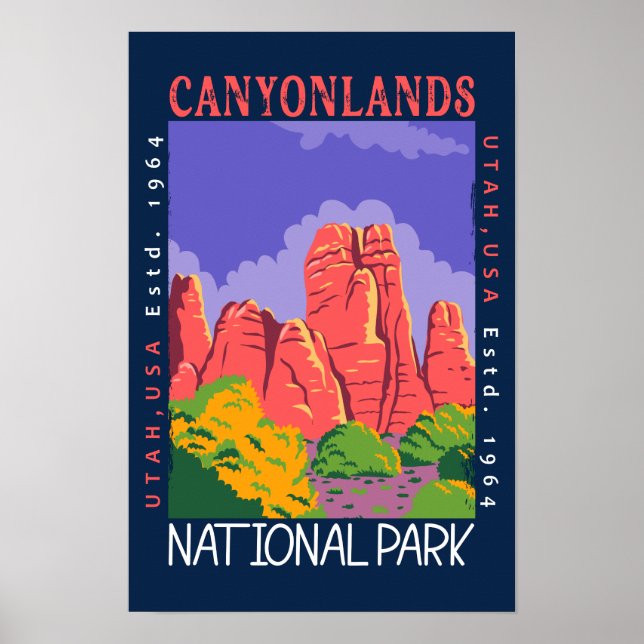 Poster Parque Nacional Canyonlands Utah Desgastado (Frente)