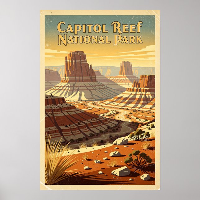 Poster Parque Nacional Capitol Reef Retro (Frente)