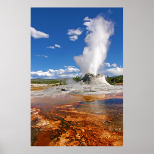 Póster Parque Nacional Castle Geyser Erupção Yellowstone.