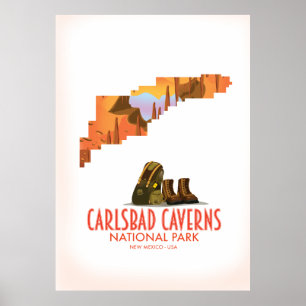 Poster parque nacional cavernas de carlsbad mapa novo méx